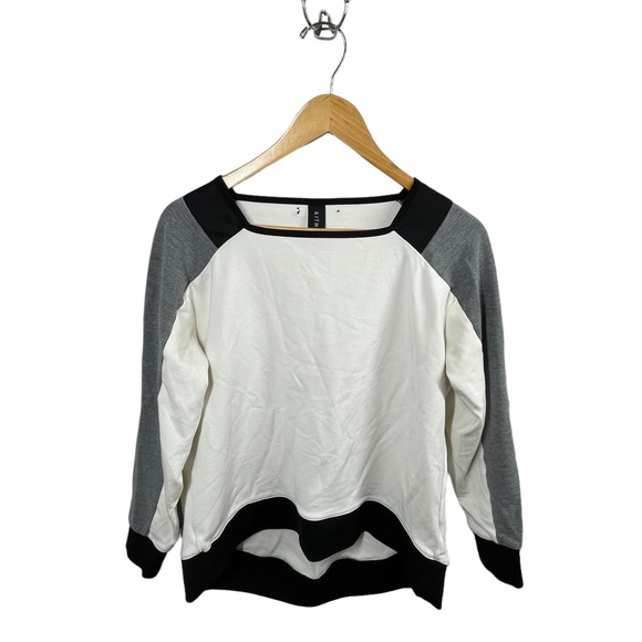 Kith White Black and Gray Colorblock Square Neck Sweatshirt - Picture 2 of 5